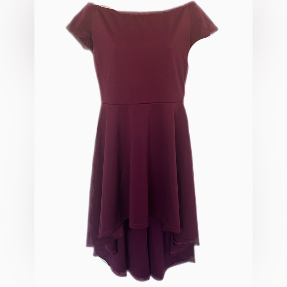 Off Shoulder Dress- red/purple hue